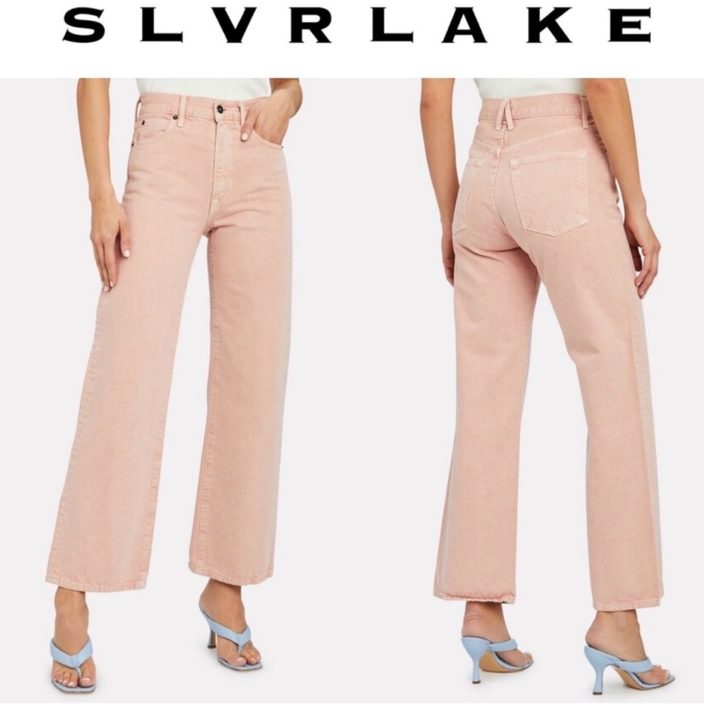 SLVRLAKE Grace Ankle Cropped Dusty Pink Women’s  Flare Wide Leg Jeans Size 24